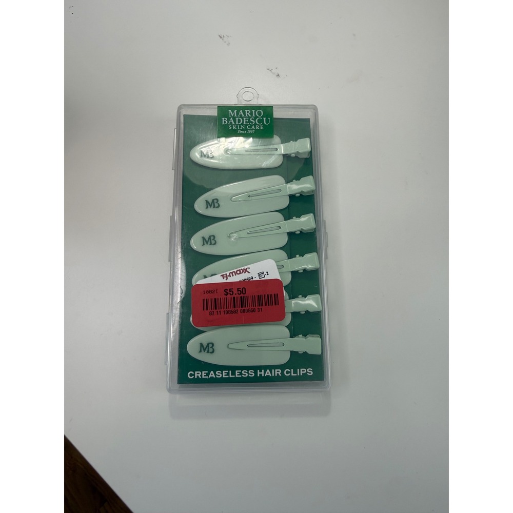Mario Badescu Creaseless Hair Clips Mint Green 6 Count Makeup Styling Clips NEW
